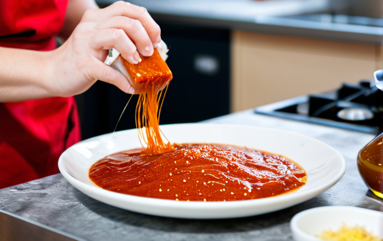 자가 발효로 만든 건강한 탕수육 - Fermented Marinade Preparation**
"Close-up shot of a chef's hands preparing a marinade in a brightl...