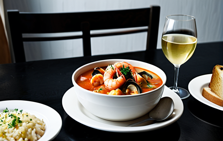 자가 발효로 만든 조개찜 양념 - **Image Prompt:** Close-up shot of a simmering seafood stew in a rustic pot, garnished with fresh di...